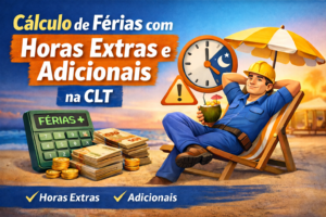 Cálculo de férias com horas extras e adicionais conforme a CLT